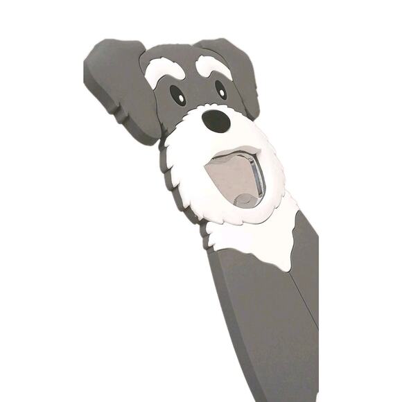 Schnauzer Bottle Opener Beer Soda Gray White Pet Dog Lover Gift Idea Party Tool - Picture 2 of 8